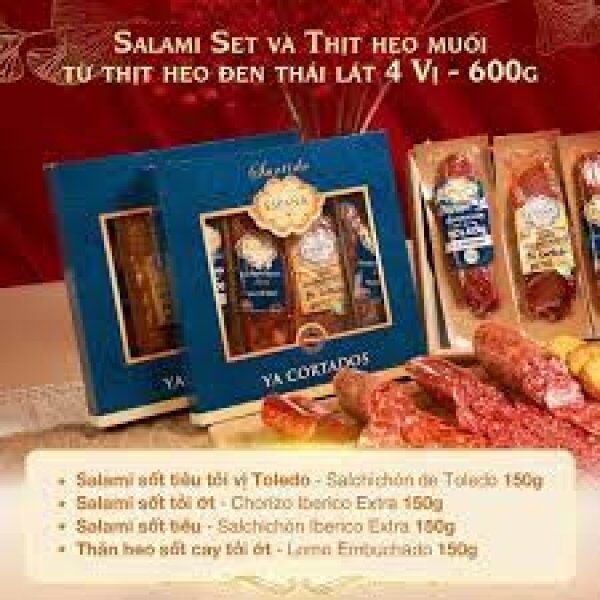 SET SALAMI VÀ THỊT HEO MUỐI TỪ HEO THỊT HEO ĐEN THÁI LÁT 4 VỊ